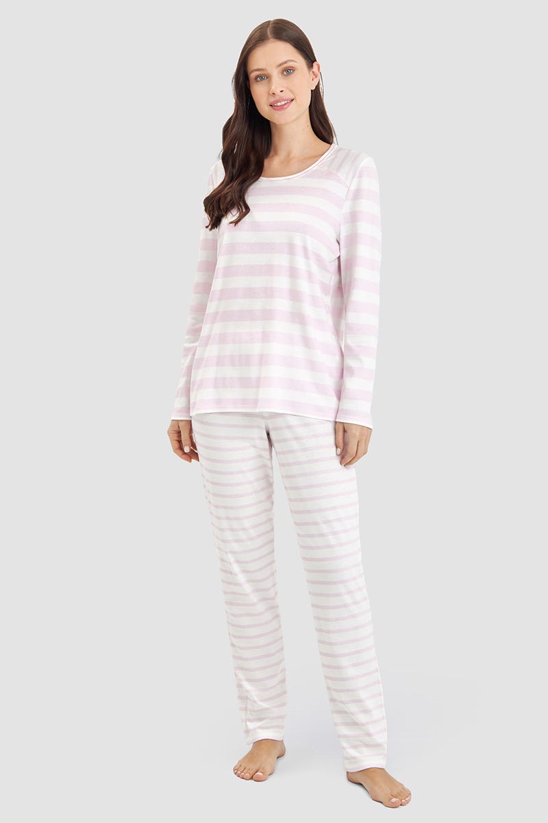 r-sch-be-happy-pyjama-langarm-rosa-blockstreifen-warm image 1
