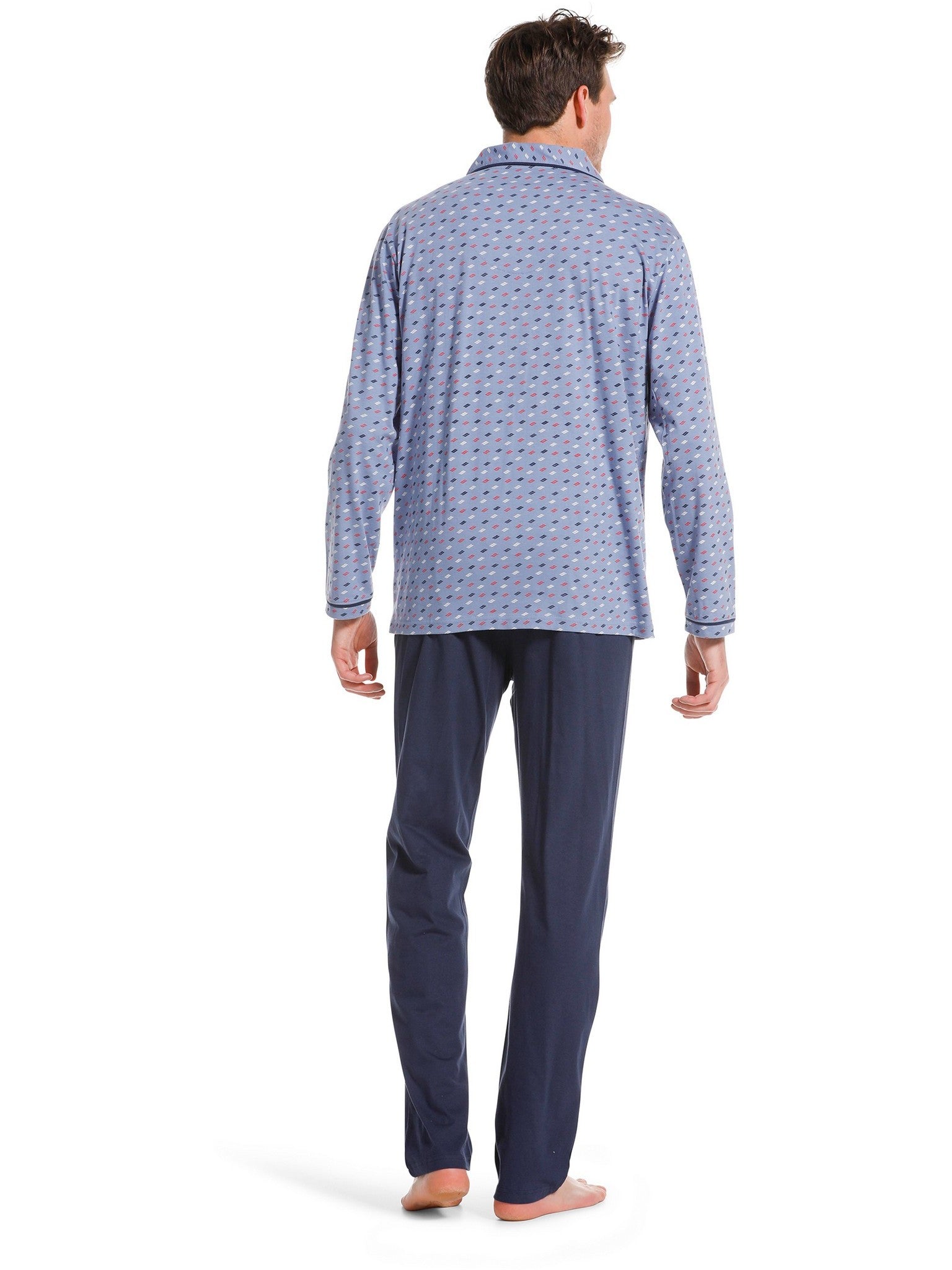 pastunette-graphic-pyjama-damen-blau-100-baumwolle image 3