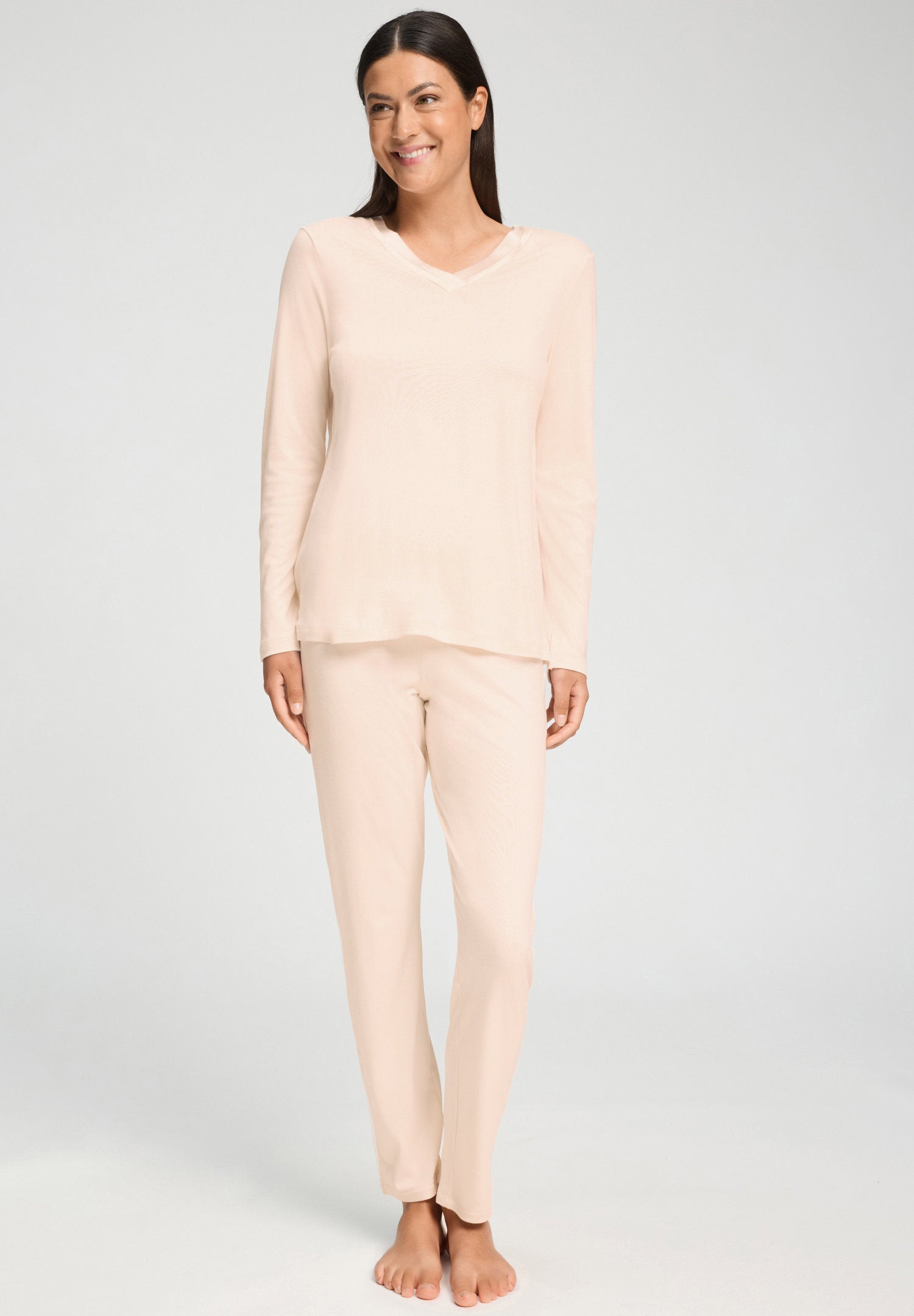 hanro-tyra-l-slv-pajama-schlafanzug-creamy-glass-seide image 2