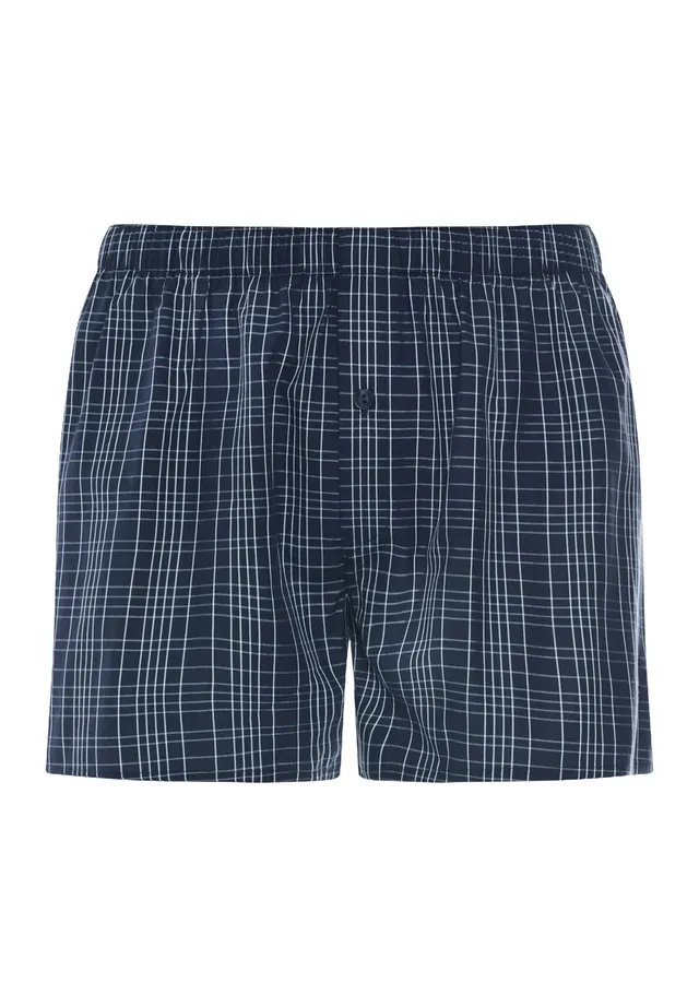 hanro-fancy-woven-boxer-boxershorts-kariert-blau-baumwolle image 1