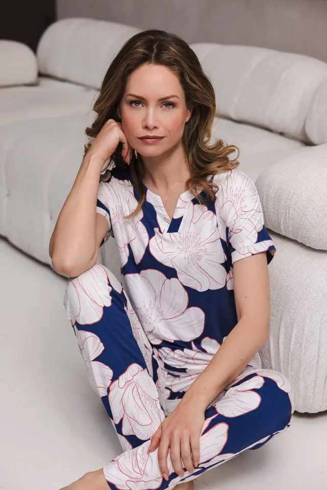 pastunette-premium-whispering-petals-pyjama-blau-blumen image 1
