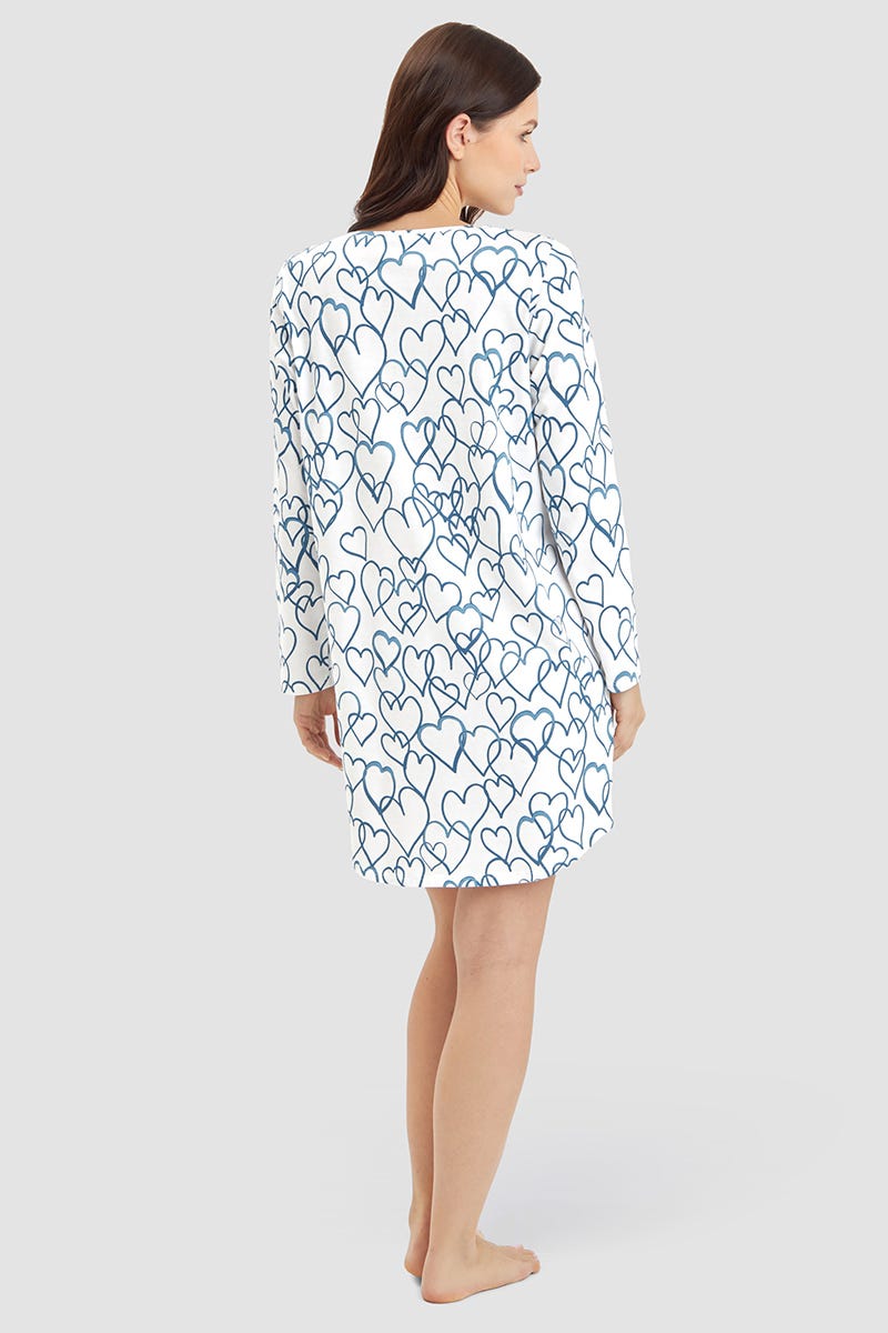 r-sch-be-happy-nachthemd-knielang-blau-herzdruck-langarm image 3