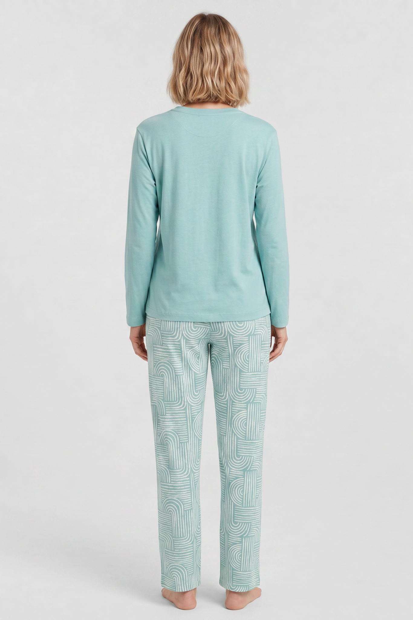 r-sch-be-happy-pyjama-lang-t-rkis-grafikdruck-baumwolle image 3