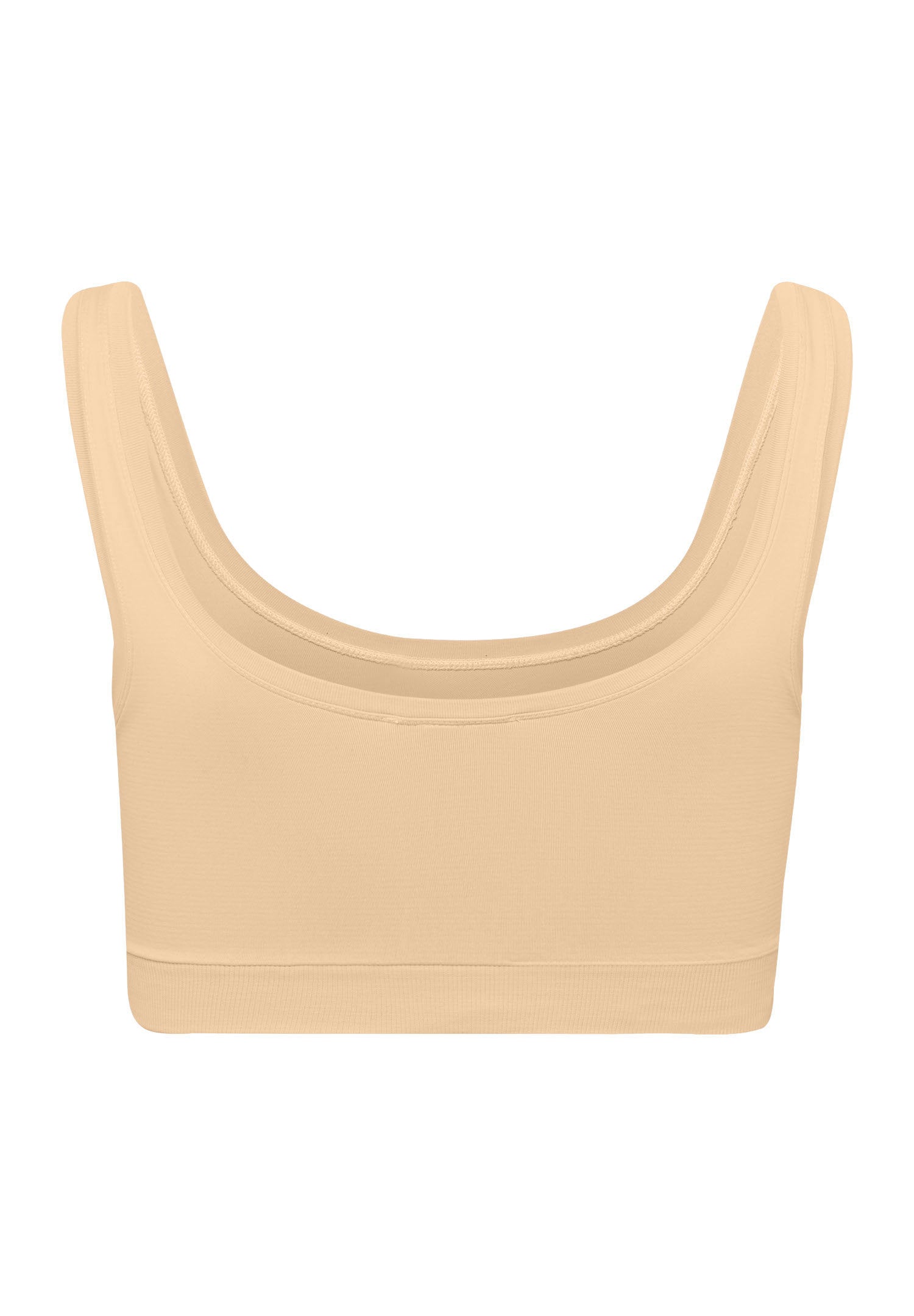 hanro-touch-feeling-padded-crop-top-bustier-beige image 3