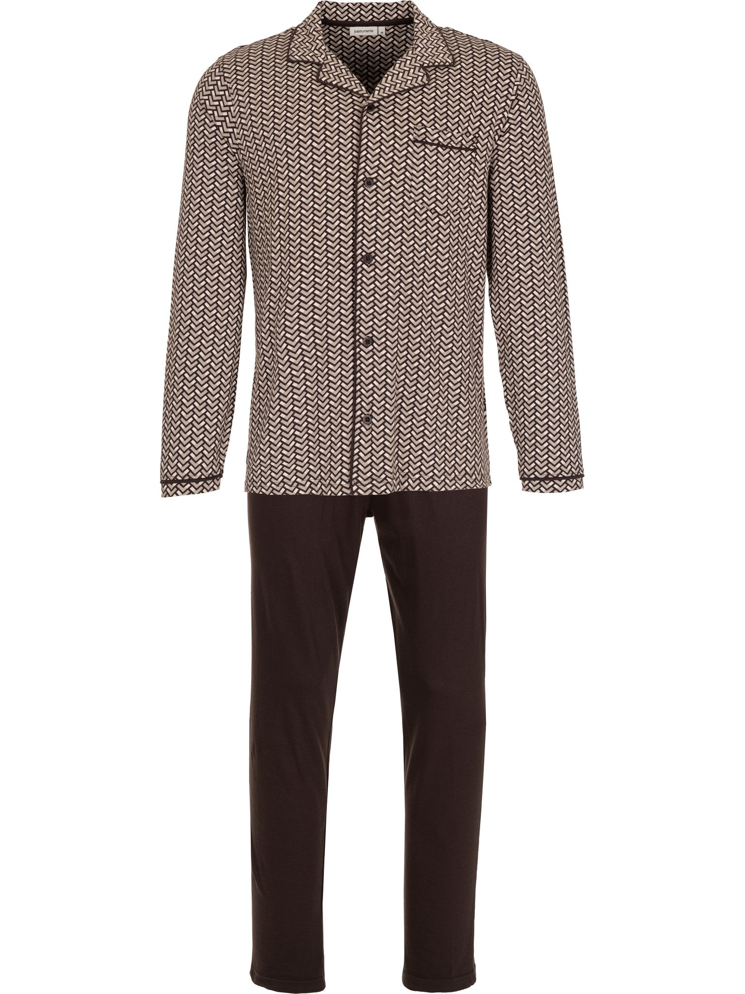 pastunette-urban-essence-herren-pyjama-braun-baumwolle-2 image 2