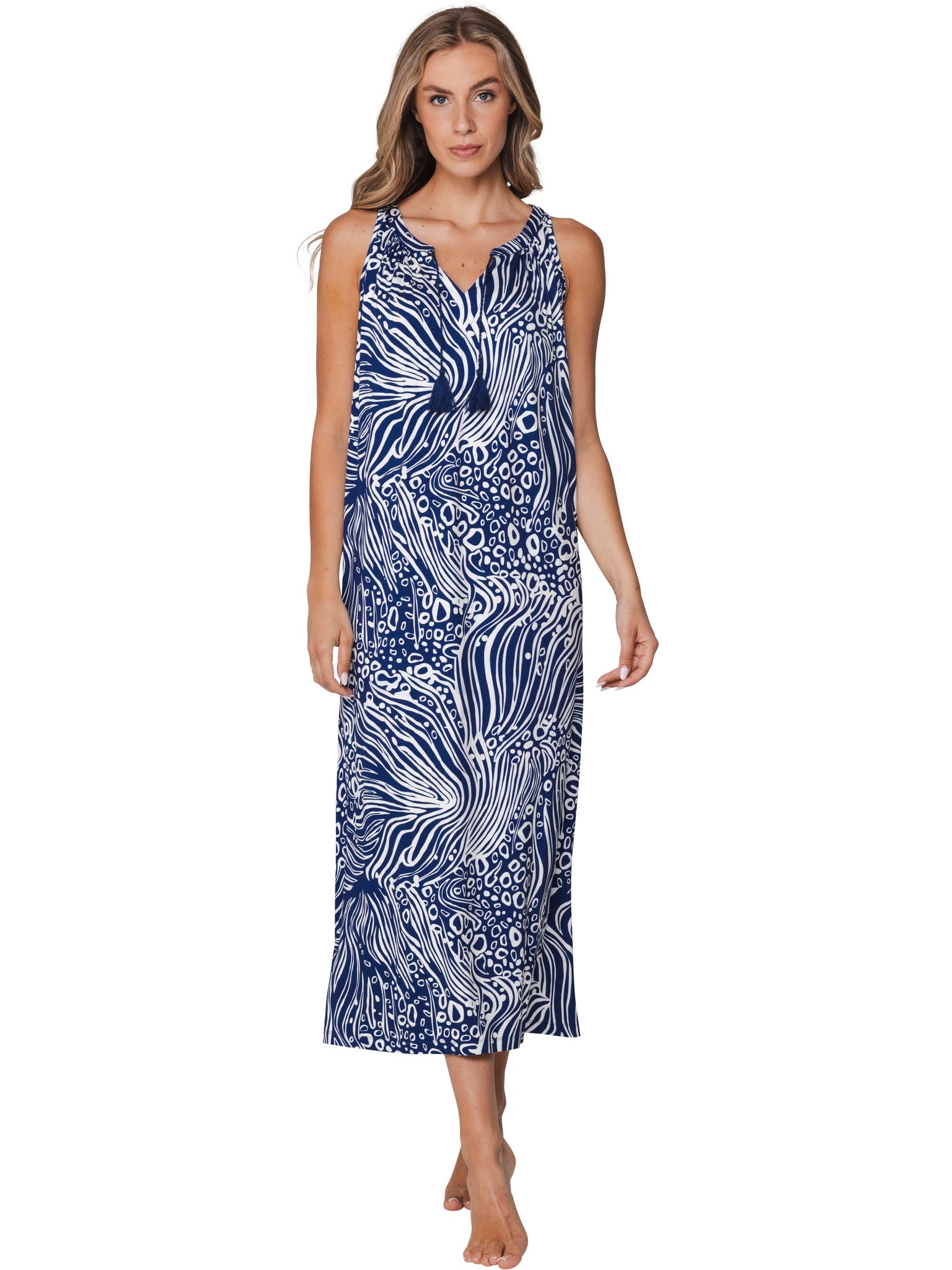 pastunette-cobalt-sea-kleid-dunkelblau-v-ausschnitt-viskose image 2