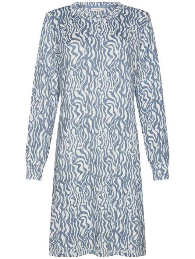 pastunette-blue-mirage-nachthemd-blau-langarm-fleece-print image 1