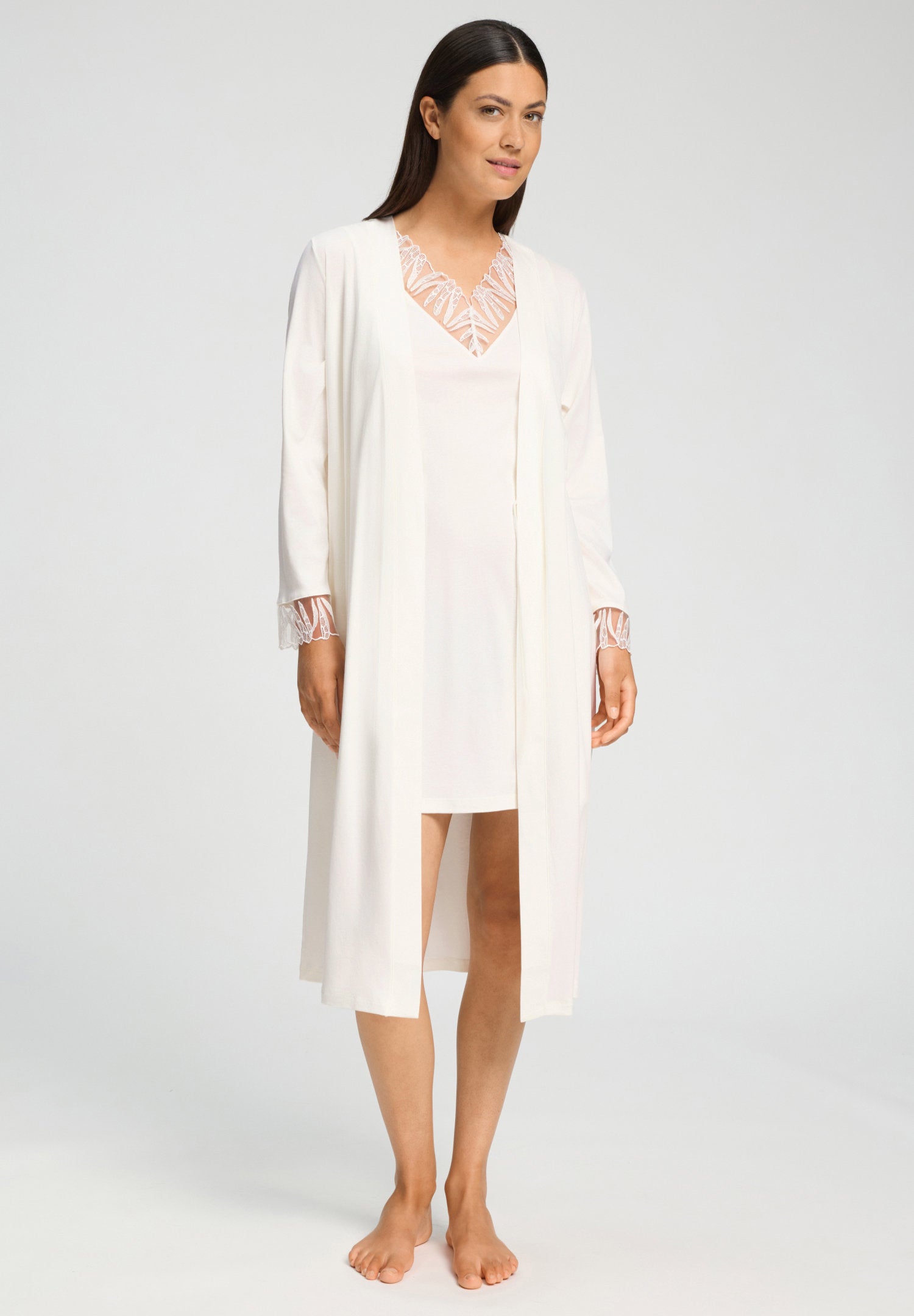 hanro-rosaria-morgenmantel-115cm-off-white-baumwolle image 5