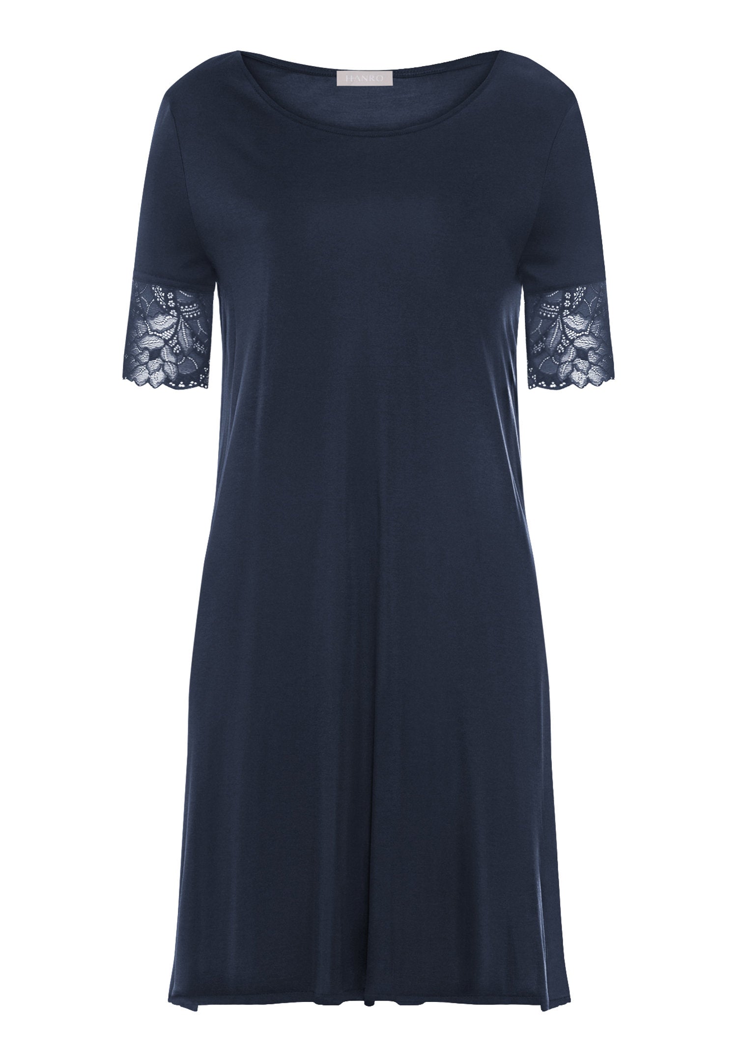 hanro-azelia-nachthemd-damen-deep-navy-tencel-spitze image 1