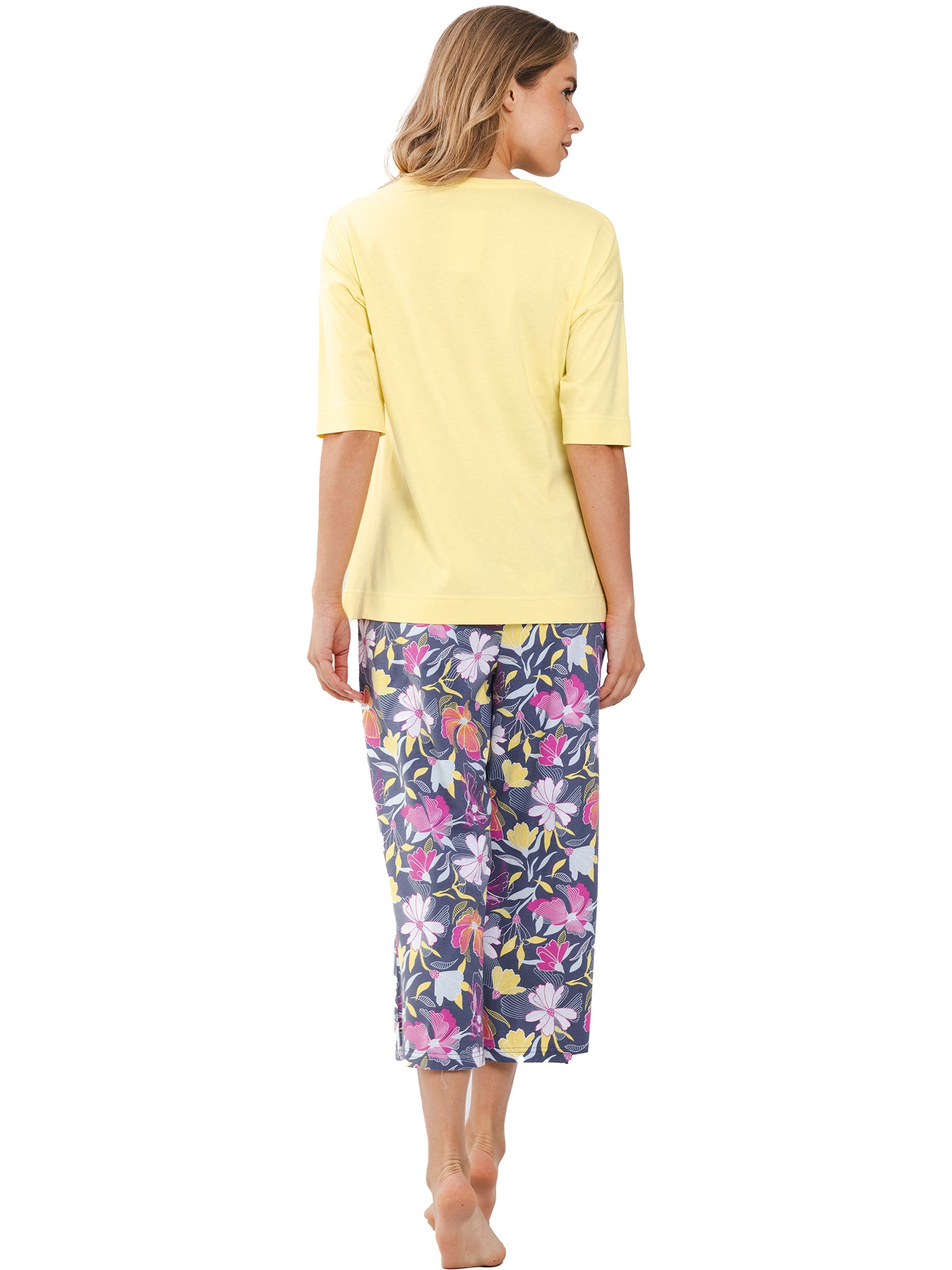 pastunette-flowers-pyjama-gelb-baumwolle-3-4-mit-blumen image 3