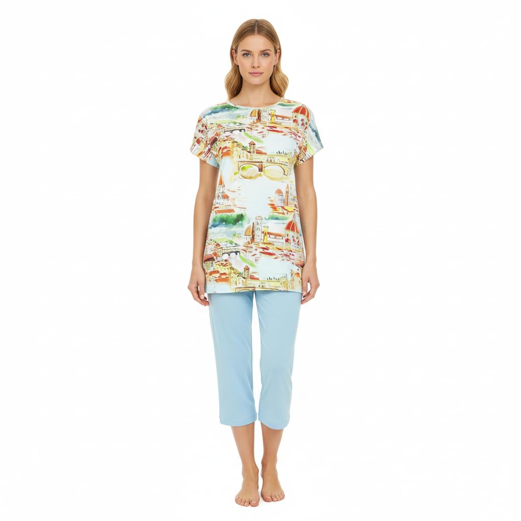 ringella-women-men-pyjama-capri-stadtmotiv-gr-36-t-rkis image 2