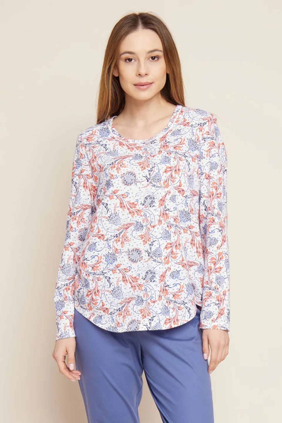 r-sch-be-happy-shirt-langarm-schlafshirt-blau-zierpaspel image 1