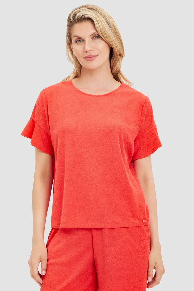 r-sch-be-happy-shirt-kurzarm-t-shirt-orange-frottee image 1