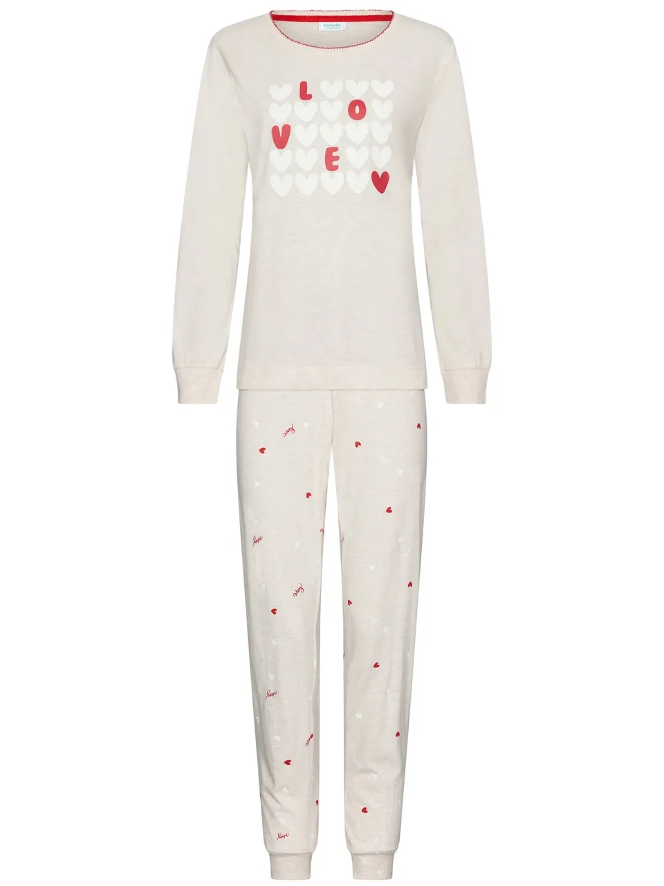 myrebelle-endless-love-pyjama-beige-herz-bio-baumwolle image 1