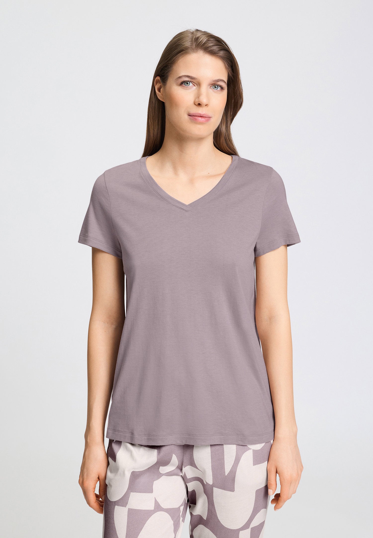 hanro-sleep-lounge-kurzarm-shirt-stormy-rose-modal image 2