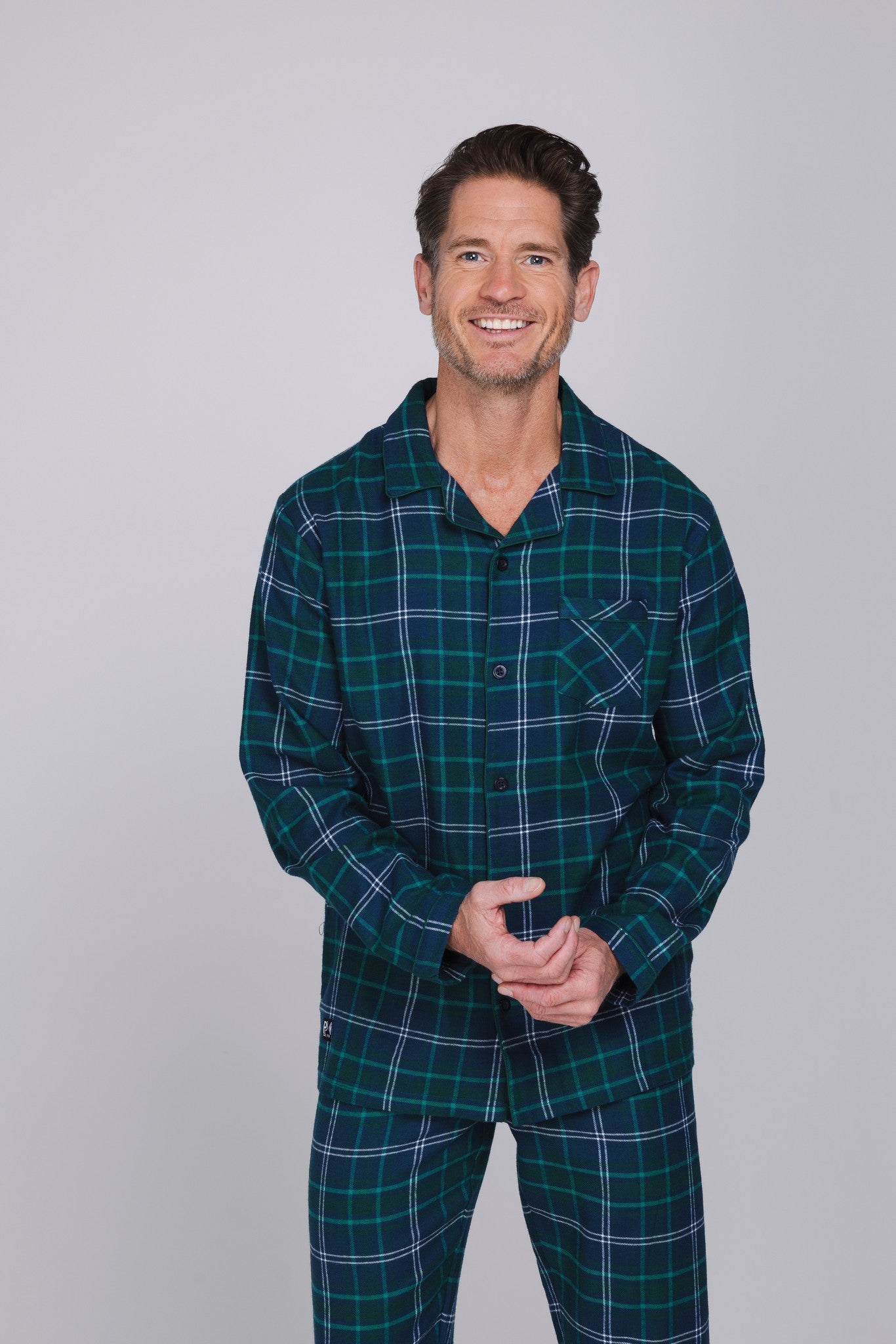pastunette-lodge-pyjama-gr-n-kariert-flanell-baumwolle image 6