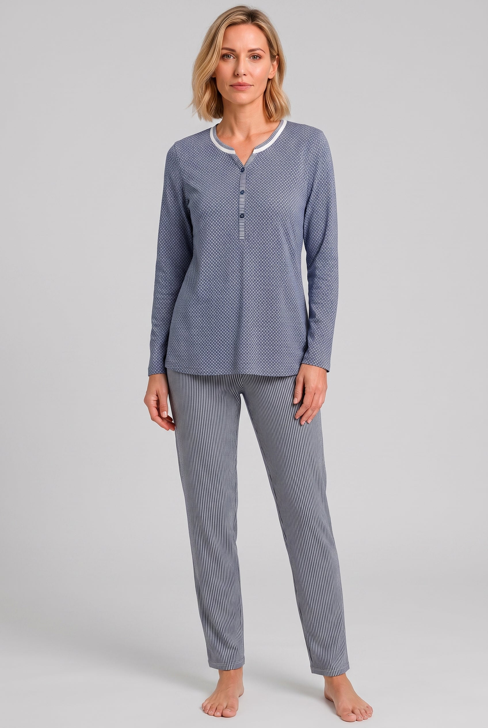 r-sch-be-happy-pyjama-lang-minimal-mix-blau-baumwolle image 1