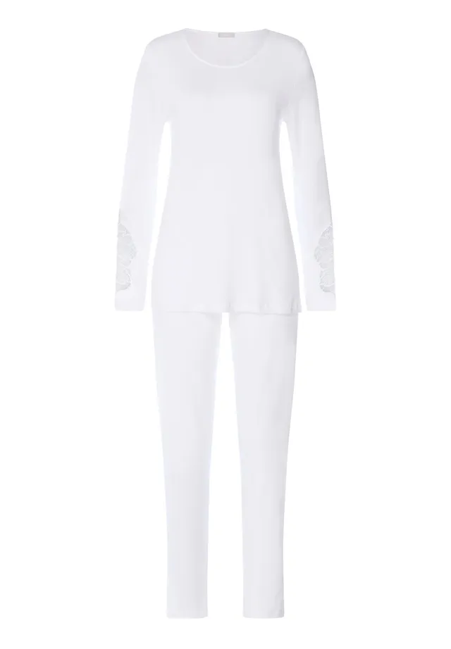 hanro-belen-pyjama-langarm-baumwolle-wei image 1