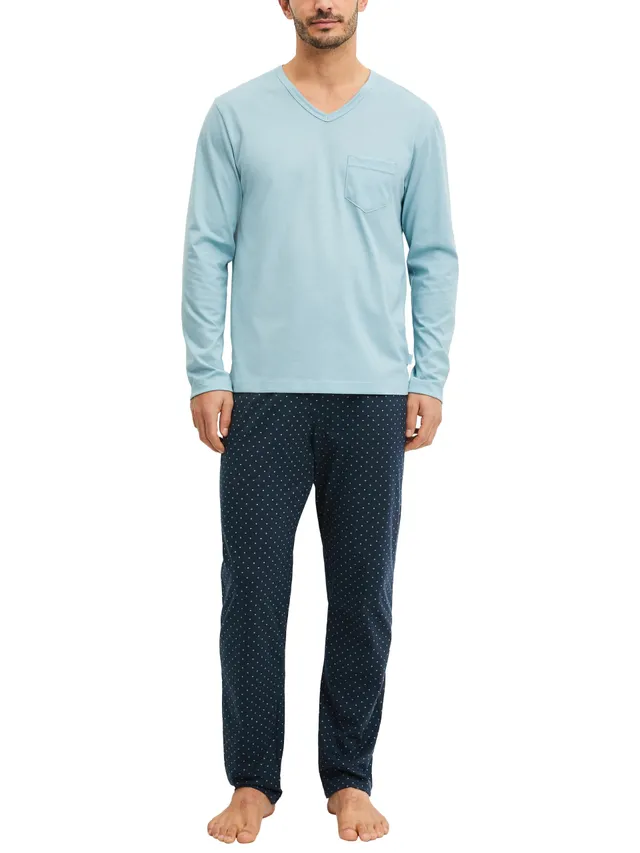 calida-relax-imprint-pyjama-herren-kurz-deep-petrol-print image 1