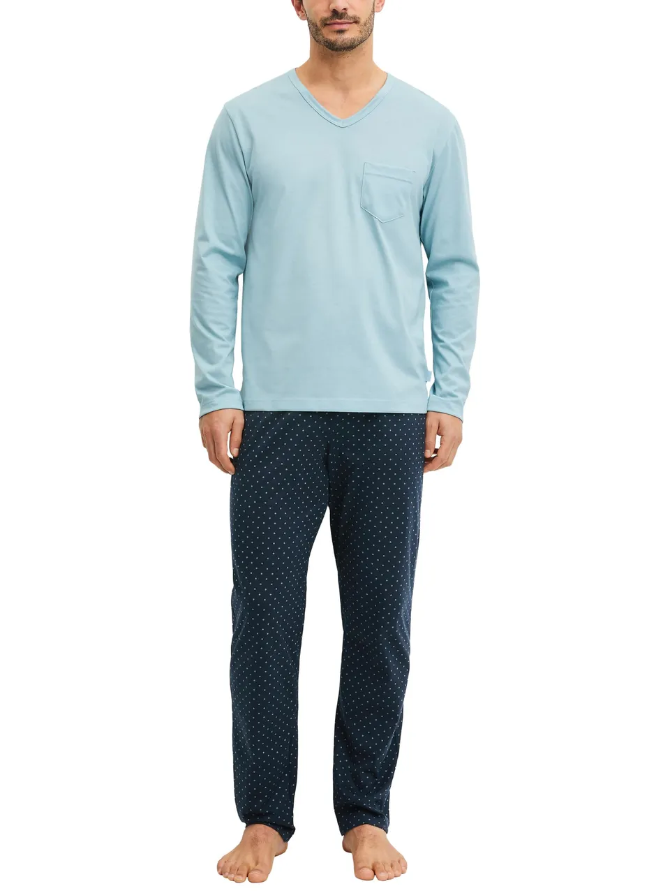 calida-relax-imprint-pyjama-herren-kurz-deep-petrol-print image 1