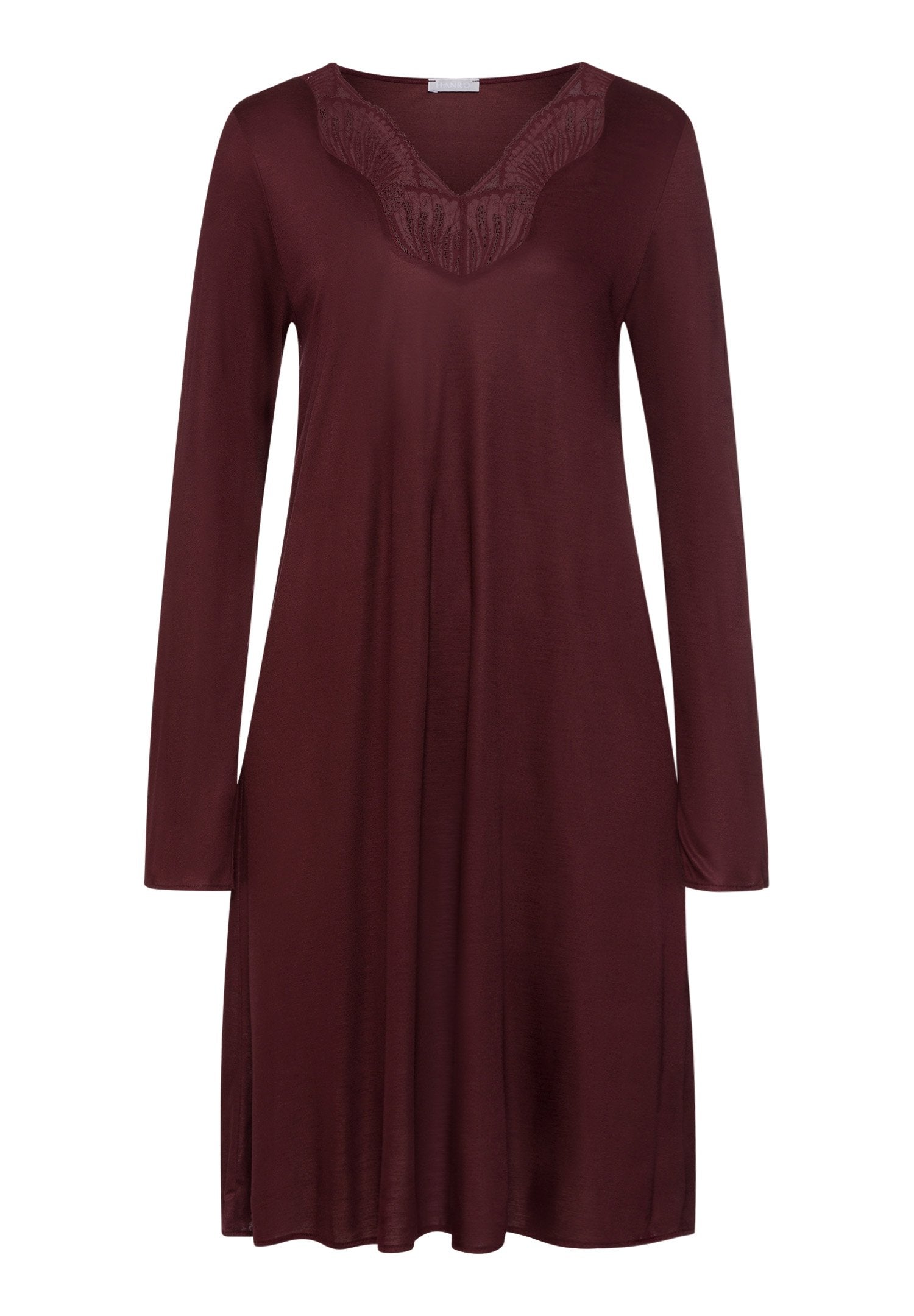 hanro-lilith-nachthemd-langarm-vivid-brown-spitze-tencel image 1