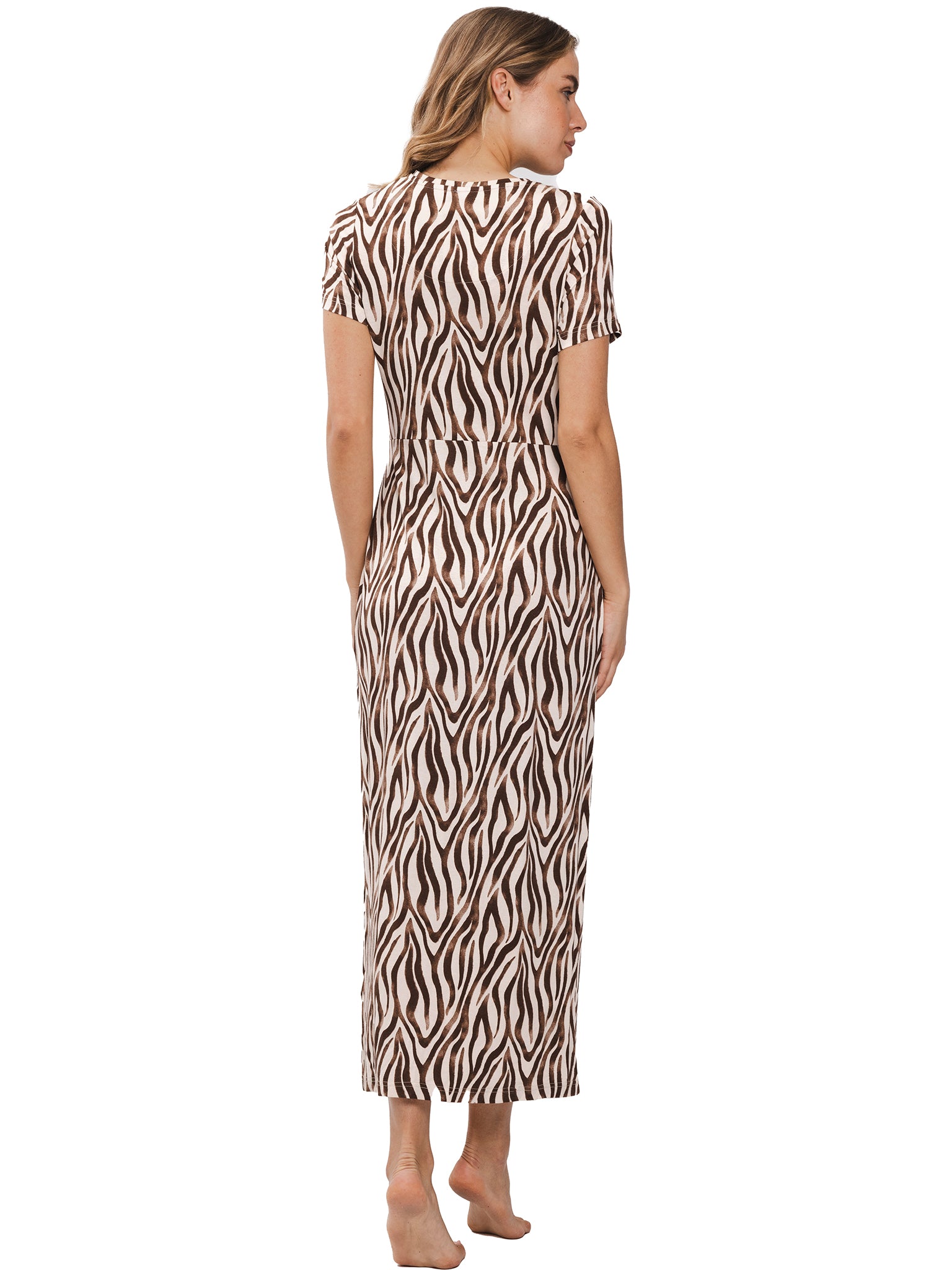 pastunette-safari-kleid-beige-animal-kurzarm-viskose image 3