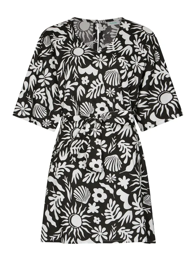 myrebelle-sunveil-strandkleid-schwarz-viskose-v-ausschnitt image 1