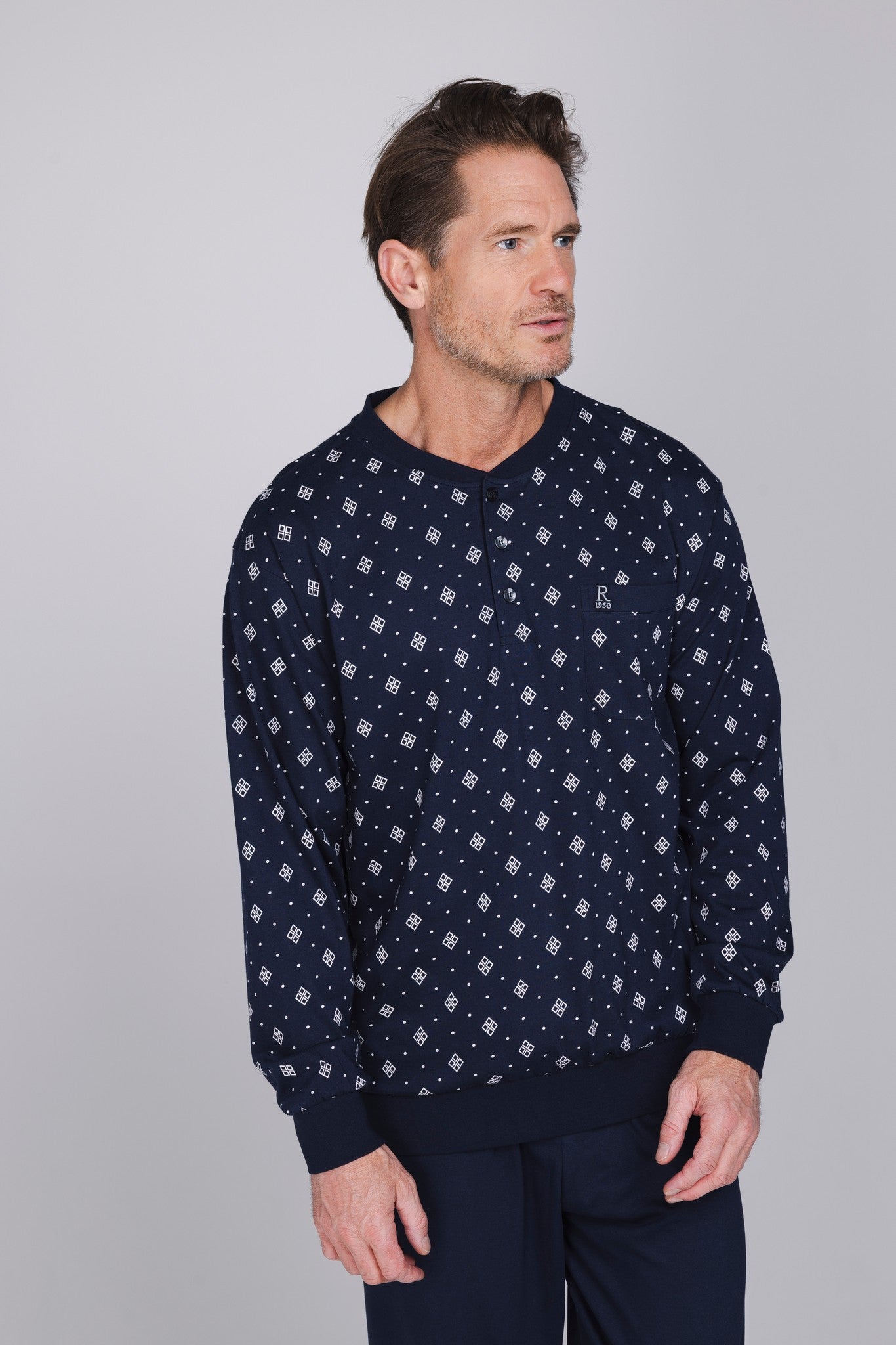 robson-graphic-herrenpyjama-dunkelblau-baumwolle-langarm image 3