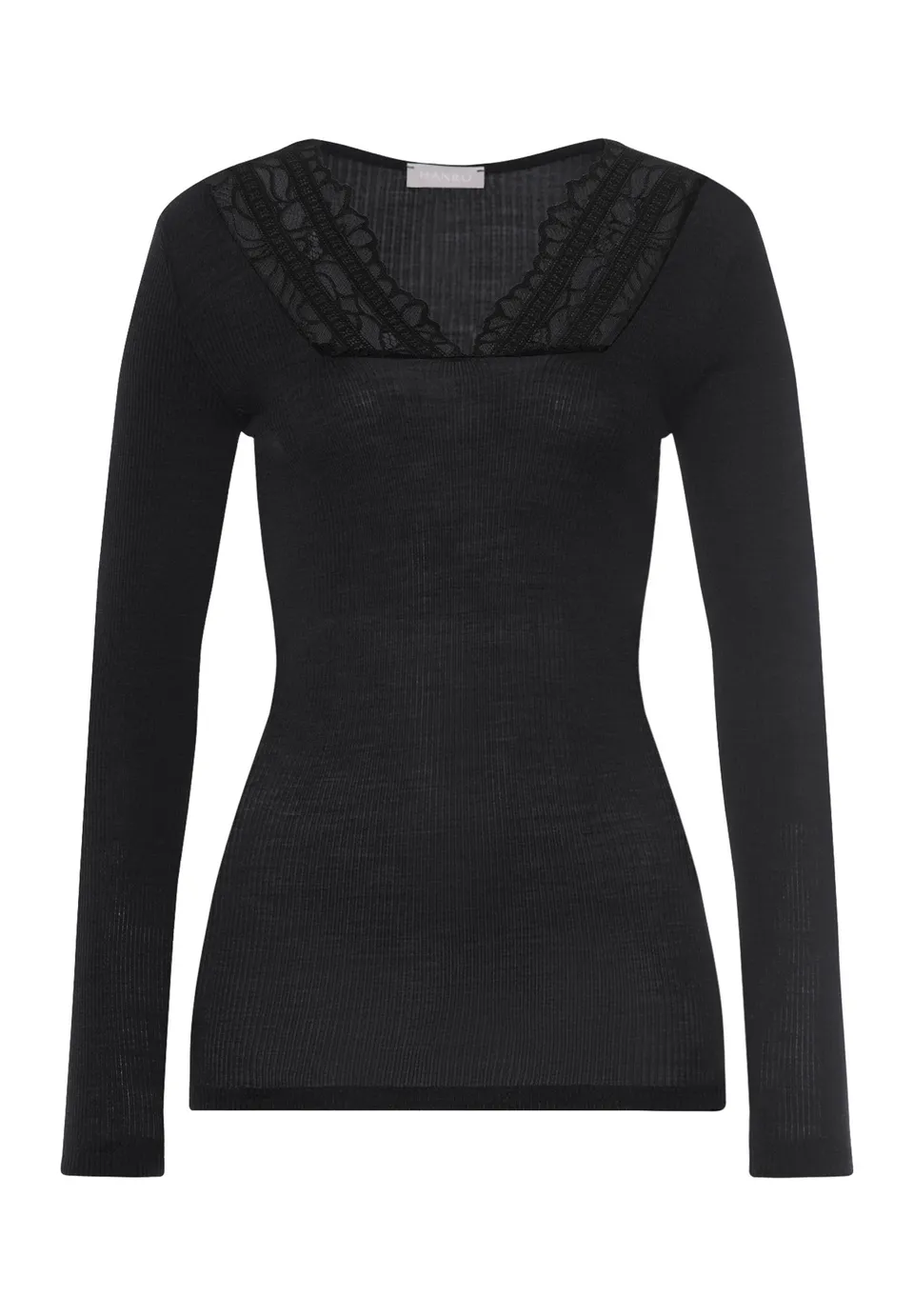 hanro-marcia-langarm-shirt-phantom-merino-seide-spitze image 1