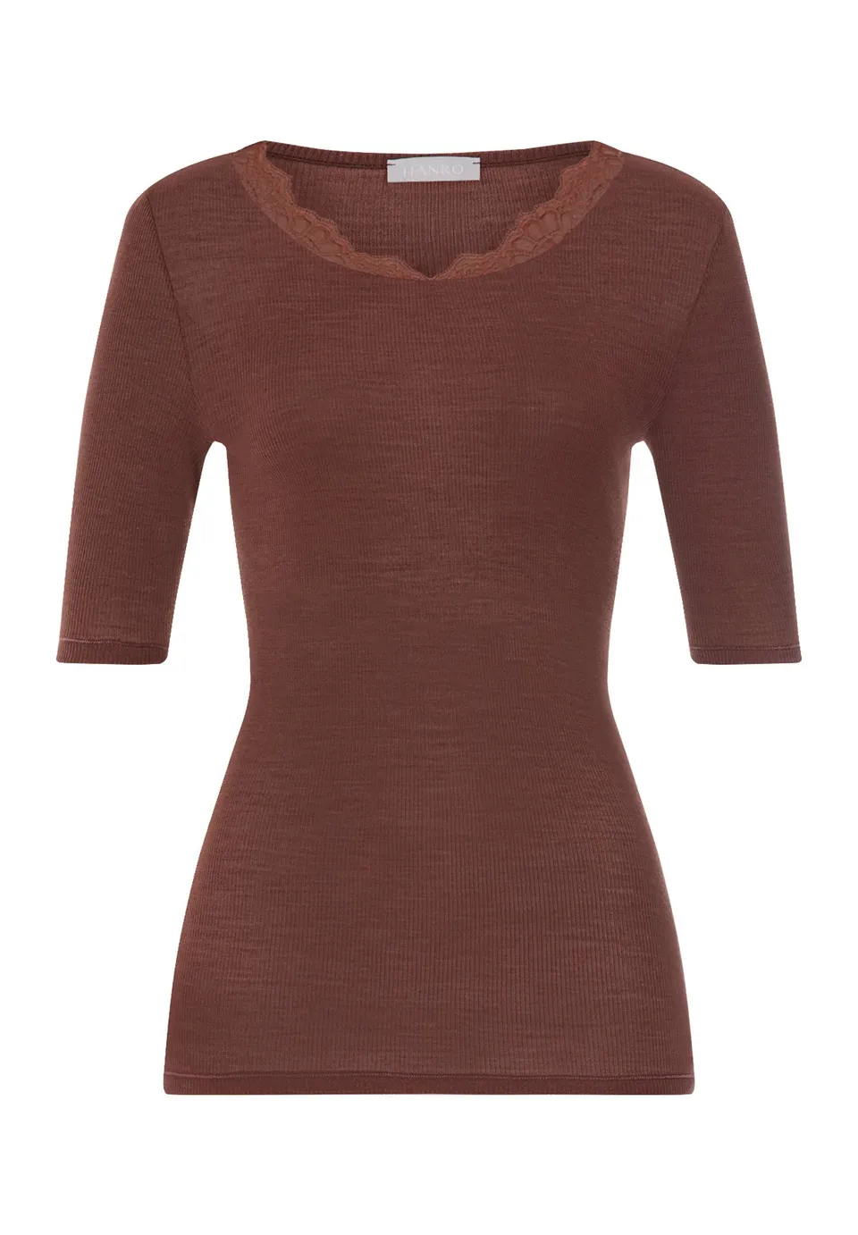 hanro-woolen-lace-070767-kurzarm-shirt-cinnamon-merino image 1