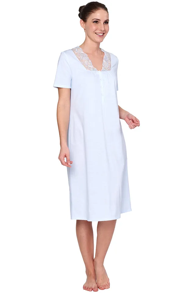 r-sch-be-happy-nachthemd-kurzarm-blau-baumwolle image 1