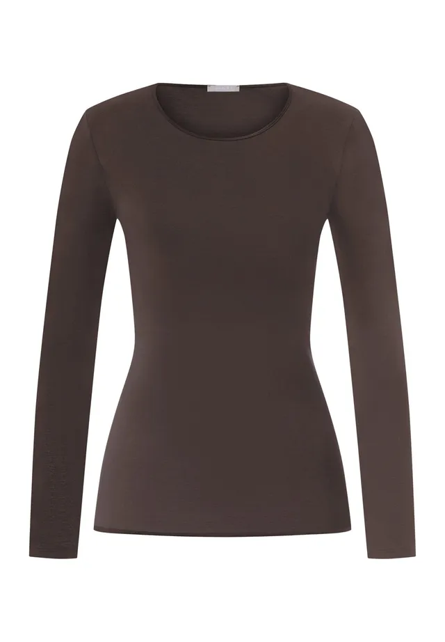 hanro-cotton-seamless-langarmshirt-071620-dark-mocha-baumwolle image 1