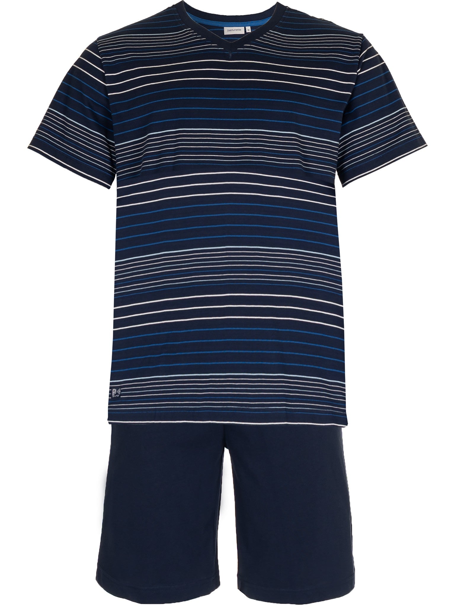 pastunette-shortama-shorty-pyjama-blau-gestreift-baumwolle image 1