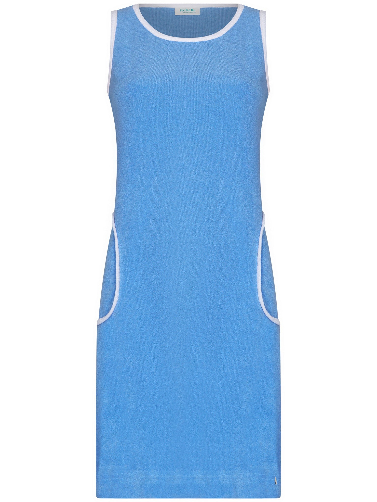myrebelle-tropic-blush-kleid-blau-frottee-mit-taschen image 1
