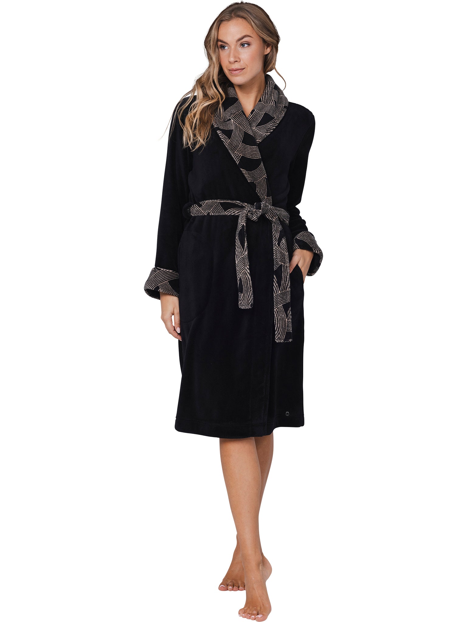 pastunette-premium-balance-morgenmantel-damen-schwarz-fleece image 2