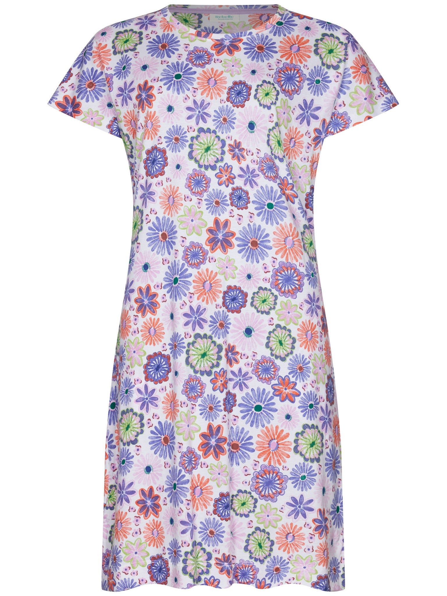 myrebelle-waterflower-nachthemd-wei-blumen-bio-baumwolle image 1