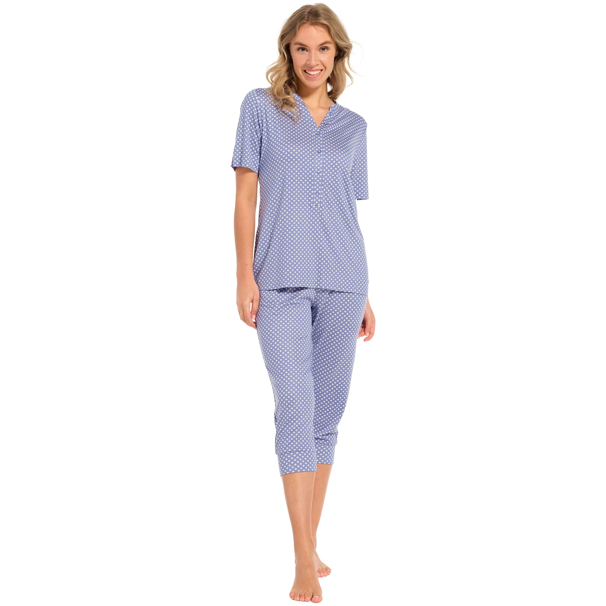 pastunette-deluxe-softly-blue-pyjama-blau-viskose-mit-print image 3