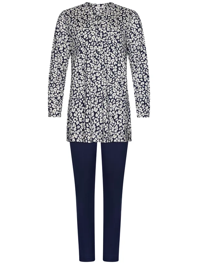 pastunette-premium-grace-pyjama-blau-animalprint image 1