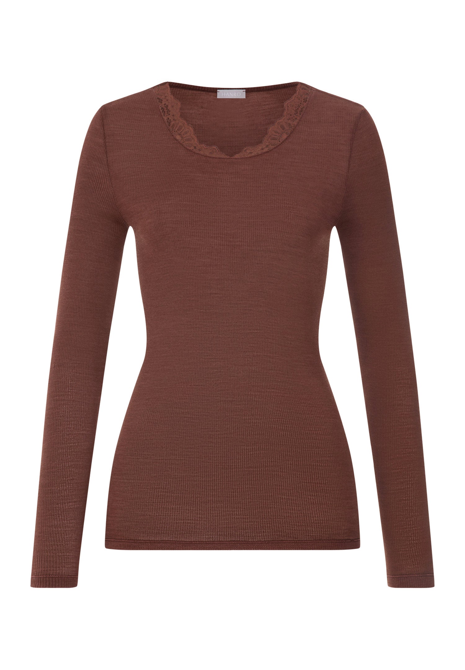 hanro-woolen-lace-shirt-damen-cinnamon-wolle-seide image 2