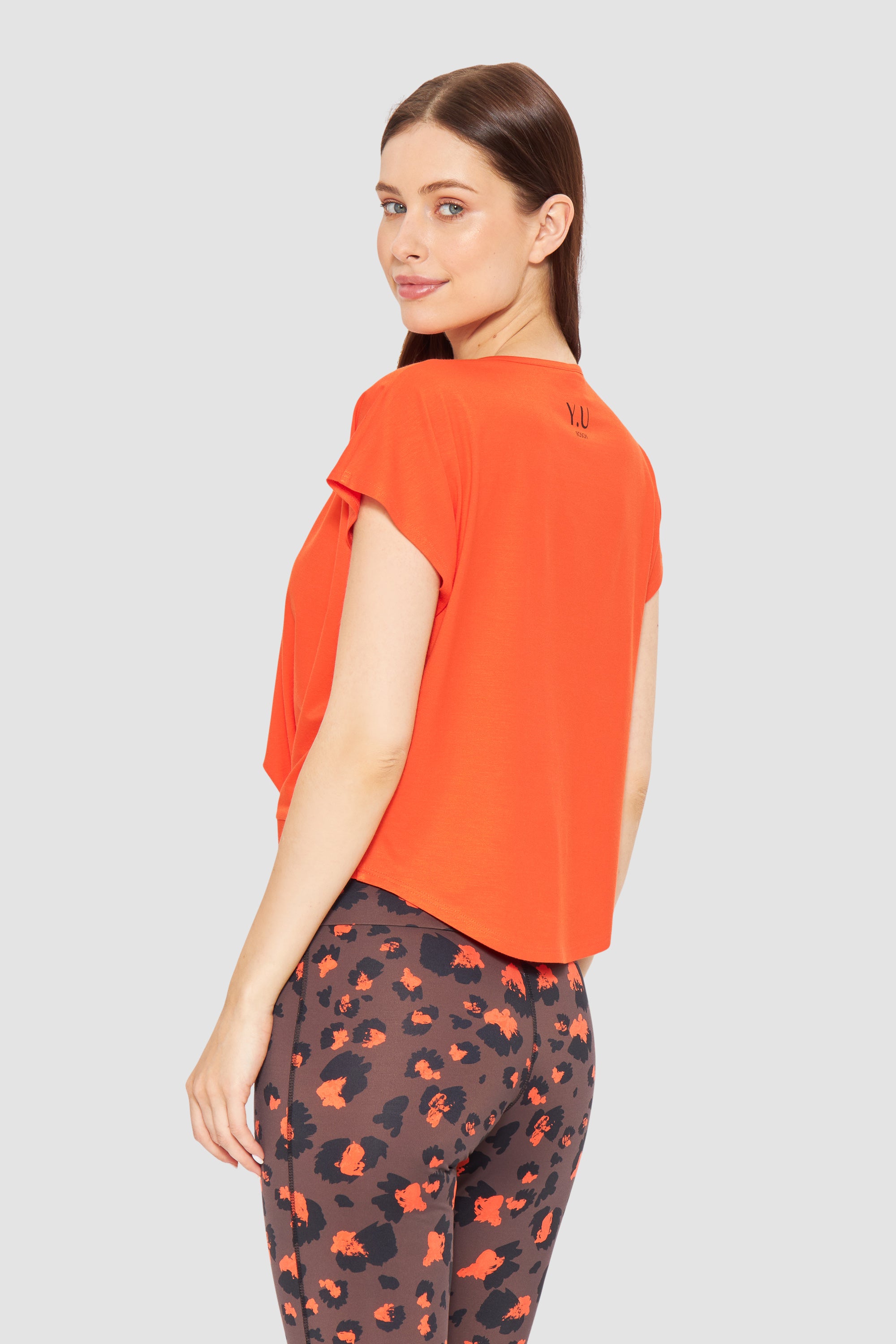 r-sch-be-happy-yoga-shirt-knoten-kurzarm-orange-baumwolle image 3