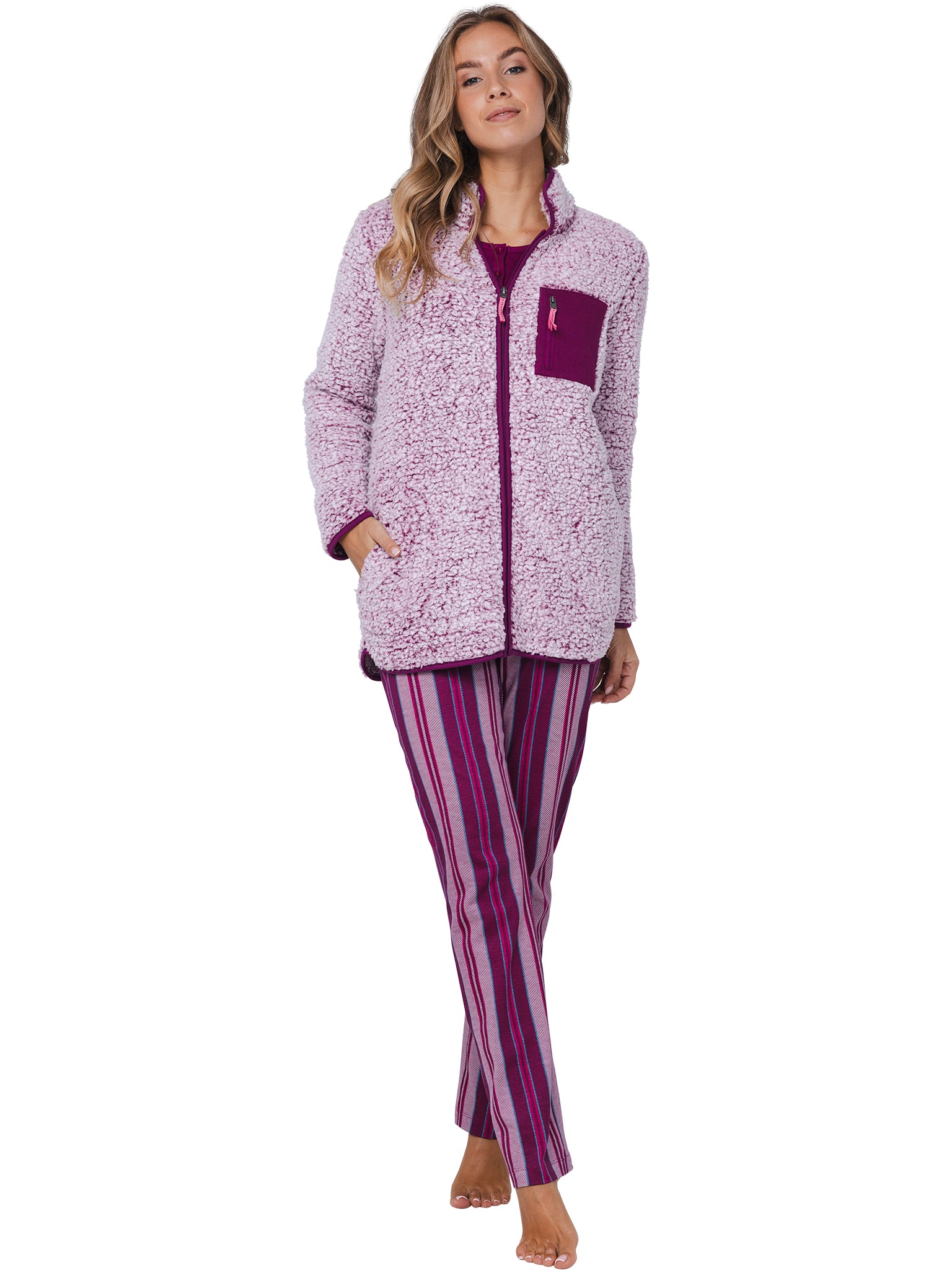 pastunette-rebelle-cin-cin-fleeceweste-dunkelrosa-sherpa image 2