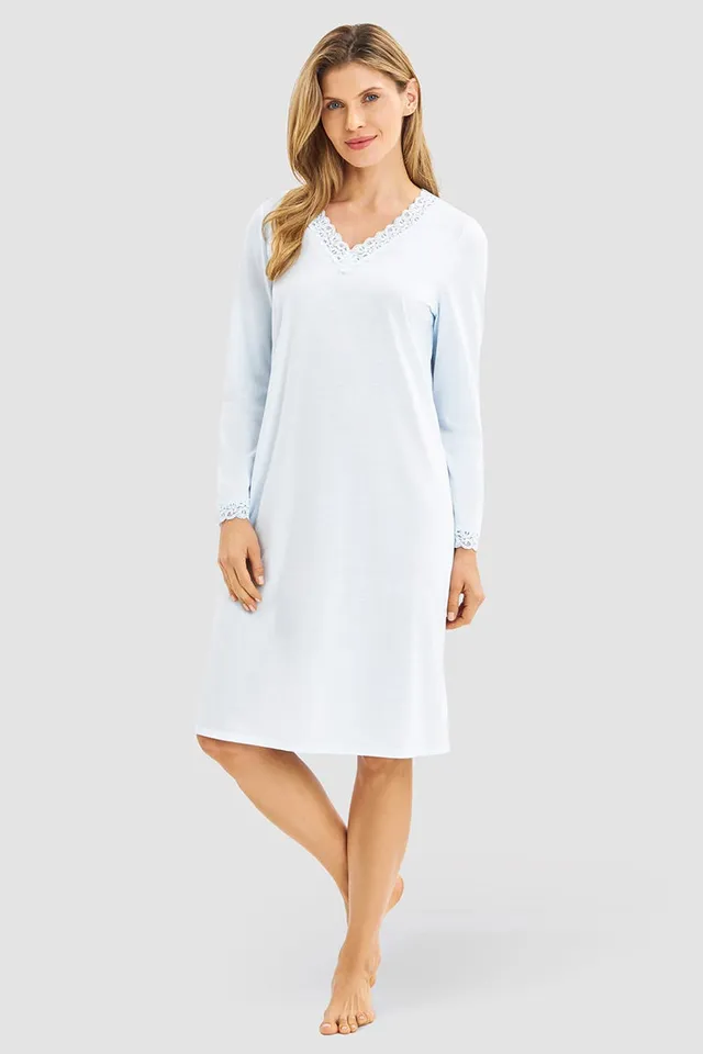 r-sch-be-happy-nachthemd-knielang-langarm-blau-spitze image 1