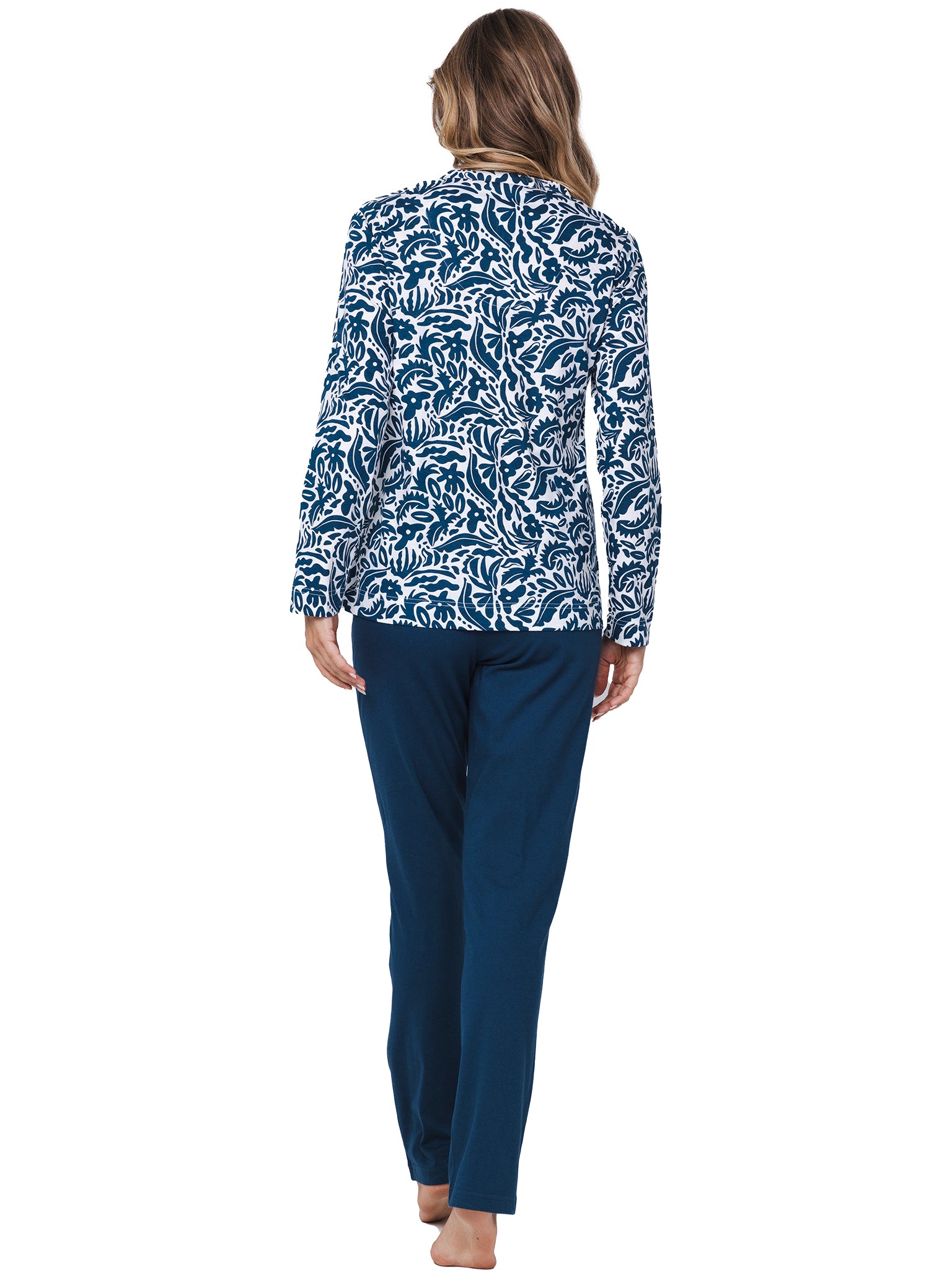 pastunette-blue-bloom-pyjama-blau-wei-bio-baumwolle-set image 4