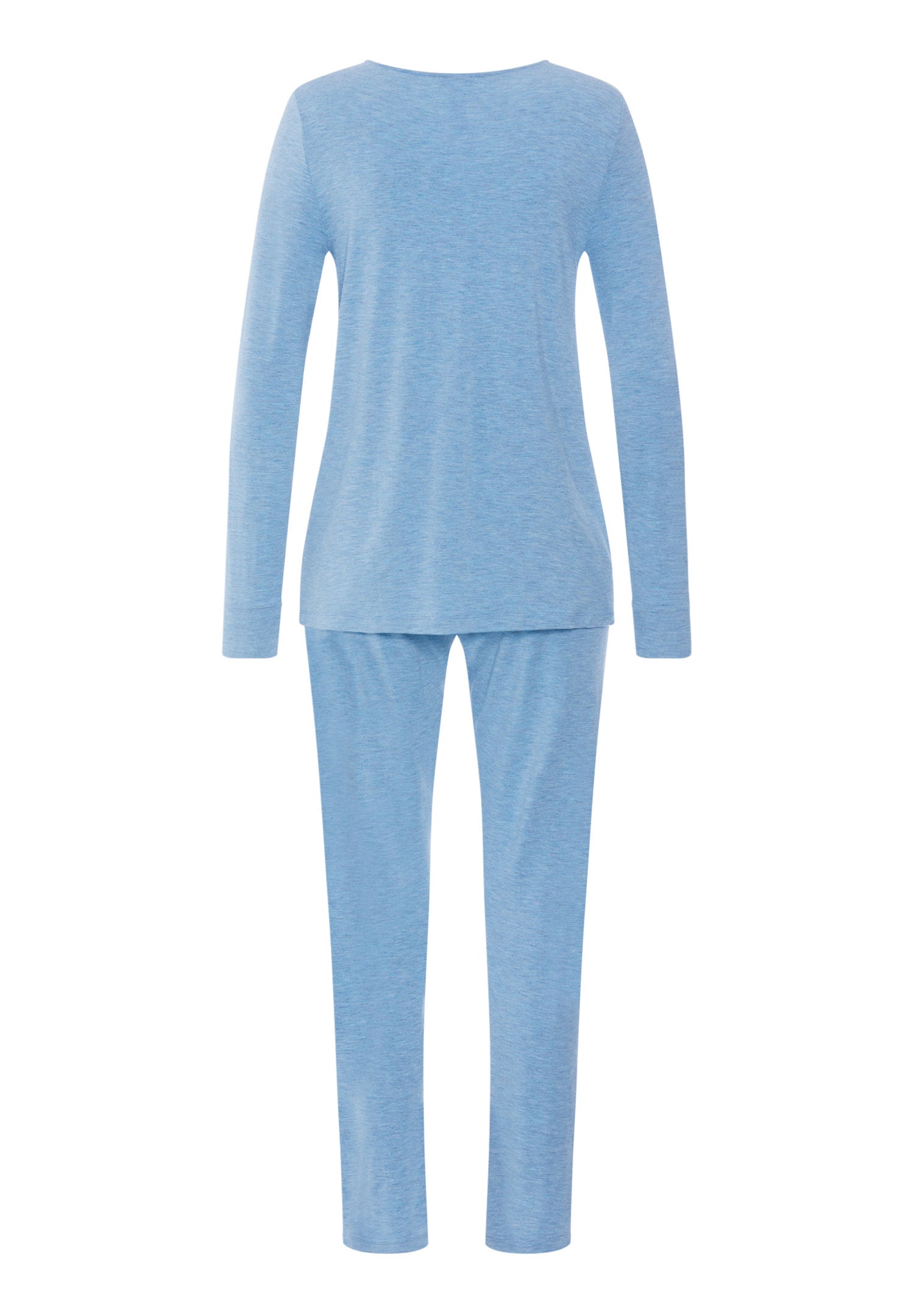 hanro-natural-elegance-langarm-pyjama-bluebird-melange image 3