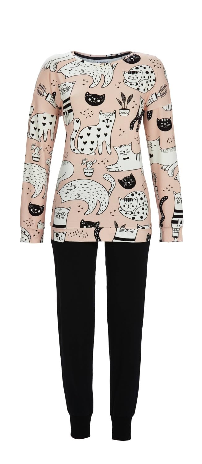 ringella-women-men-pyjama-katzen-print-baumwolle-rundhals image 1