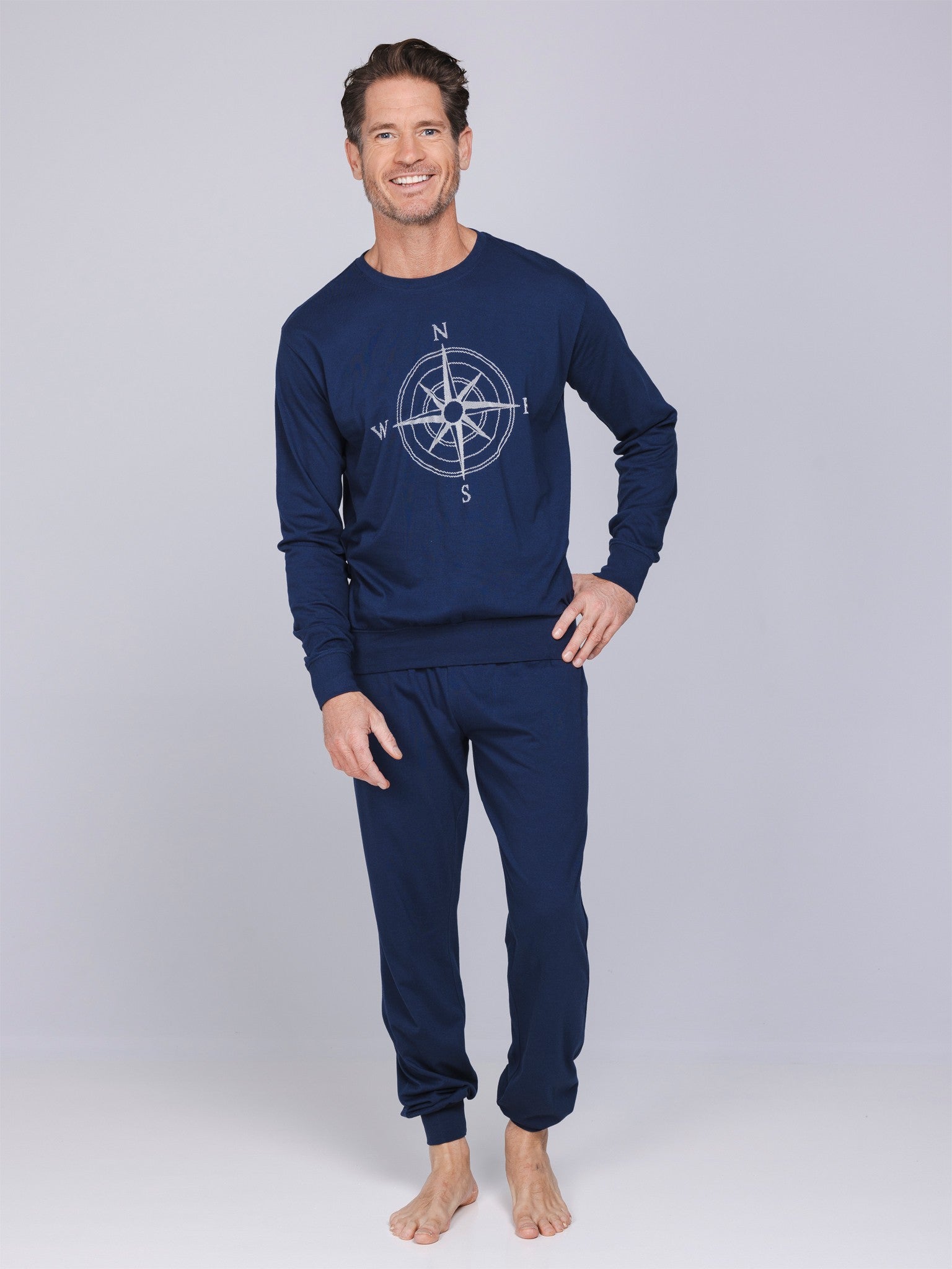 pastunette-cloud-navigator-herren-pyjama-blau-baumwolle image 3