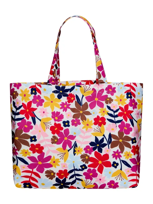 rebelle-full-bloom-strandtasche-wei-blumenprint-canvas image 1