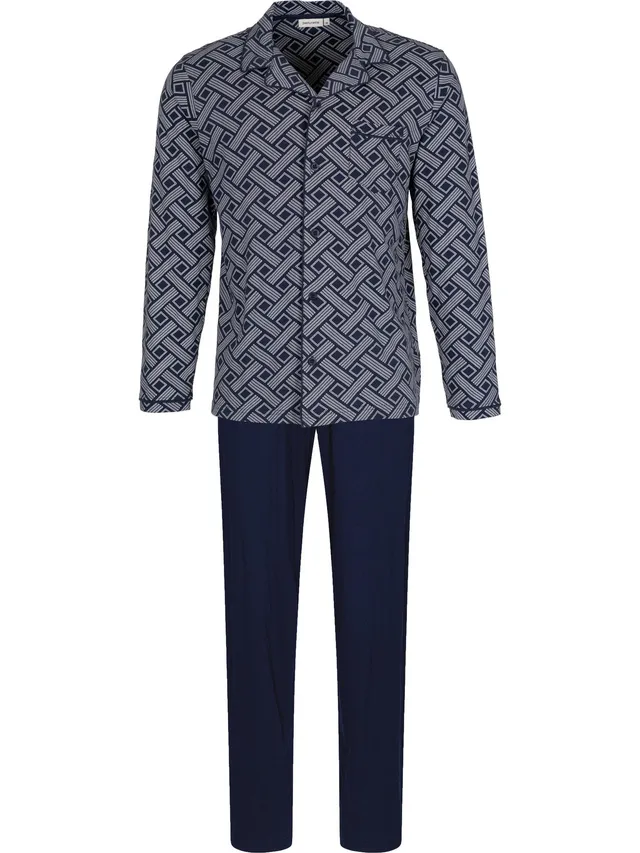 pastunette-blue-draft-herrenpyjama-baumwolle-dunkelblau image 1