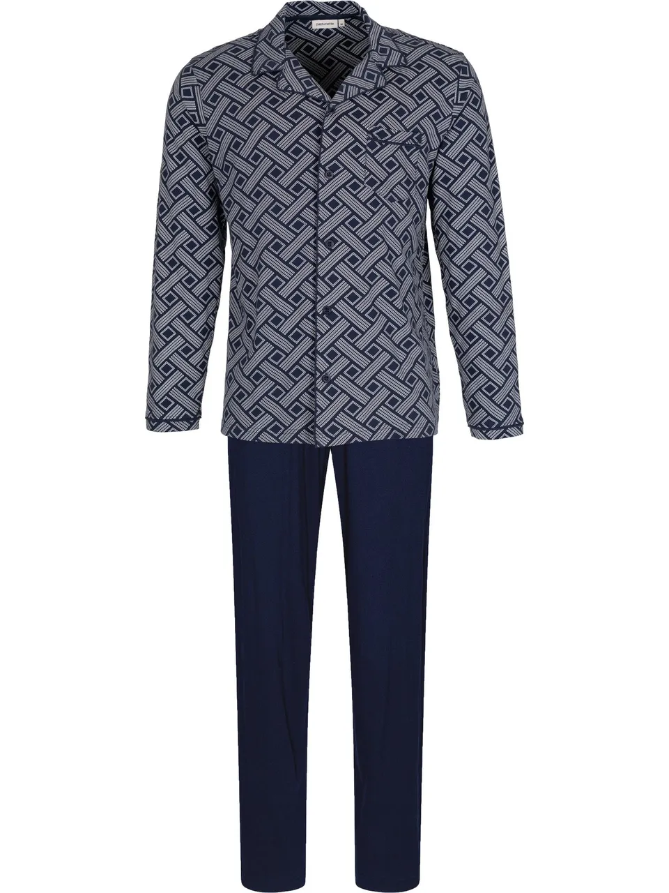 pastunette-blue-draft-herrenpyjama-baumwolle-dunkelblau image 1