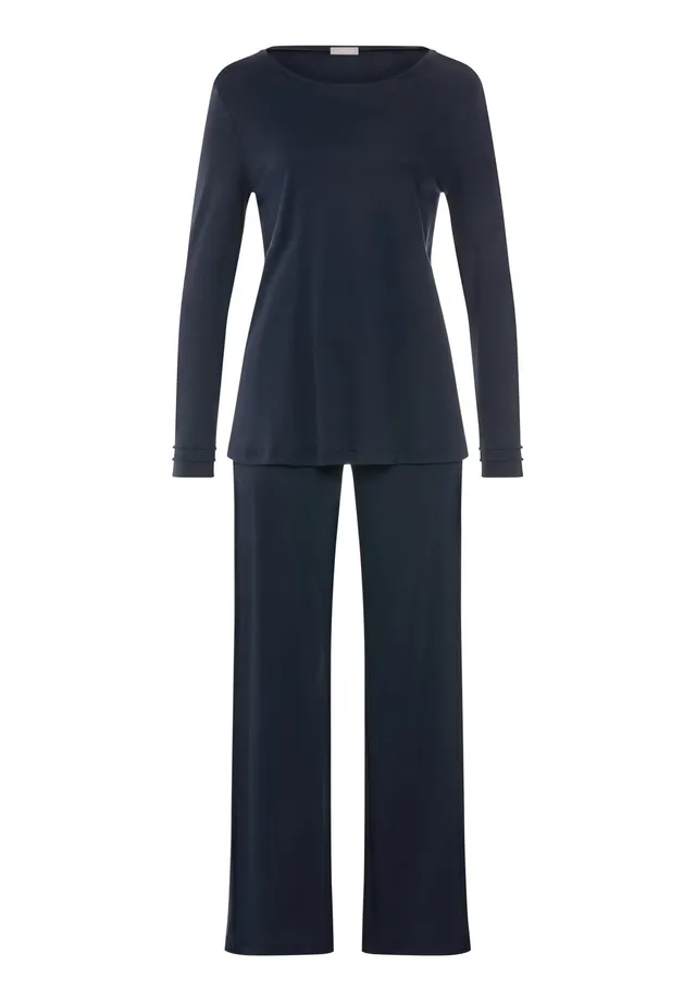 hanro-pilar-l-slv-pajama-pyjama-deep-navy-baumwolle image 1
